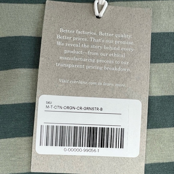 New Everlane Men’s Organic Cotton Crewneck T-Shirt Green Stripe NWT - Picture 4 of 7